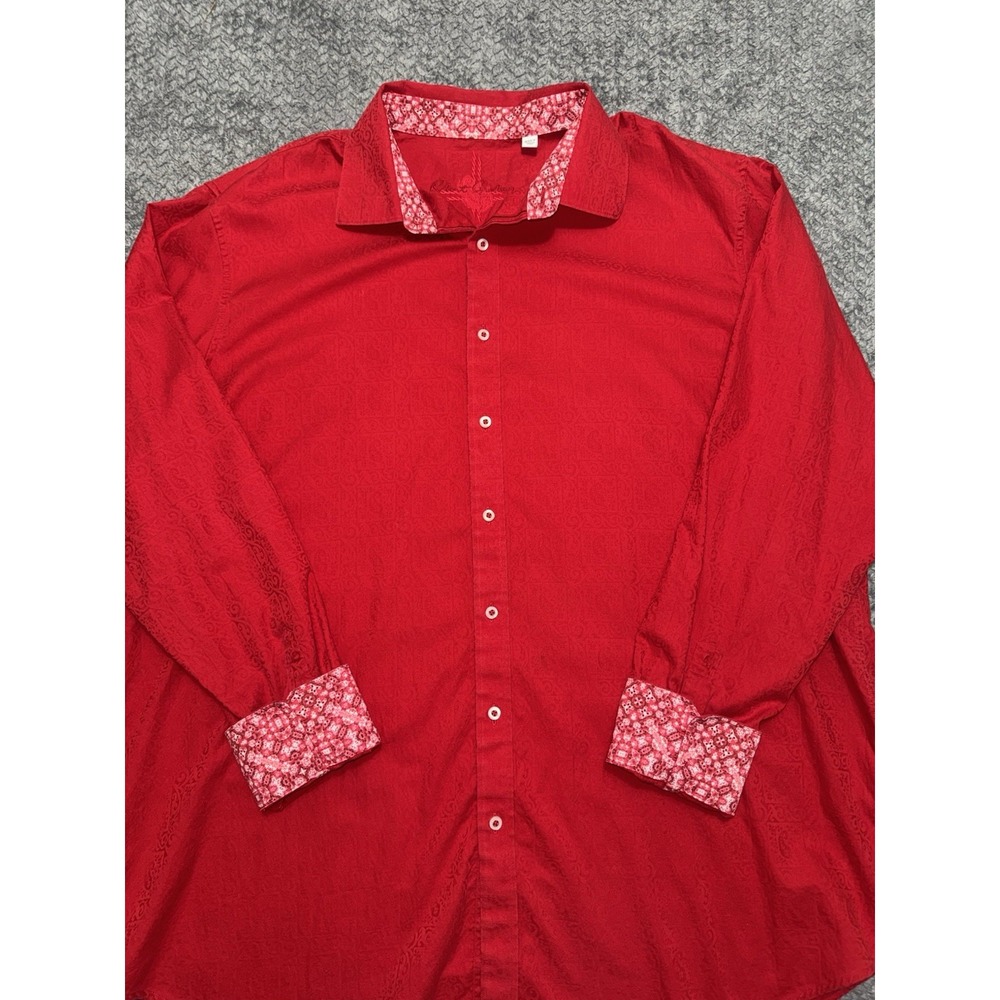 Robert Graham Mens Classic Fit Red Paisley Flip Cuff Party Club Size 2XL Tall